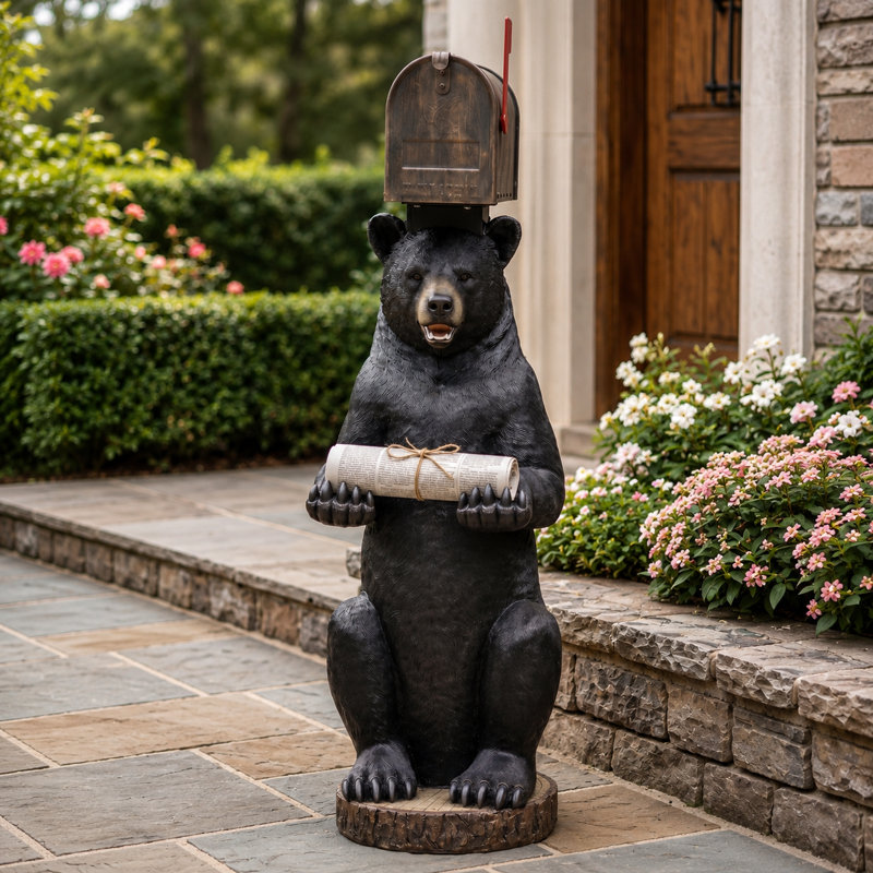 Postal Bear Mailbox Post Sleeve Statue