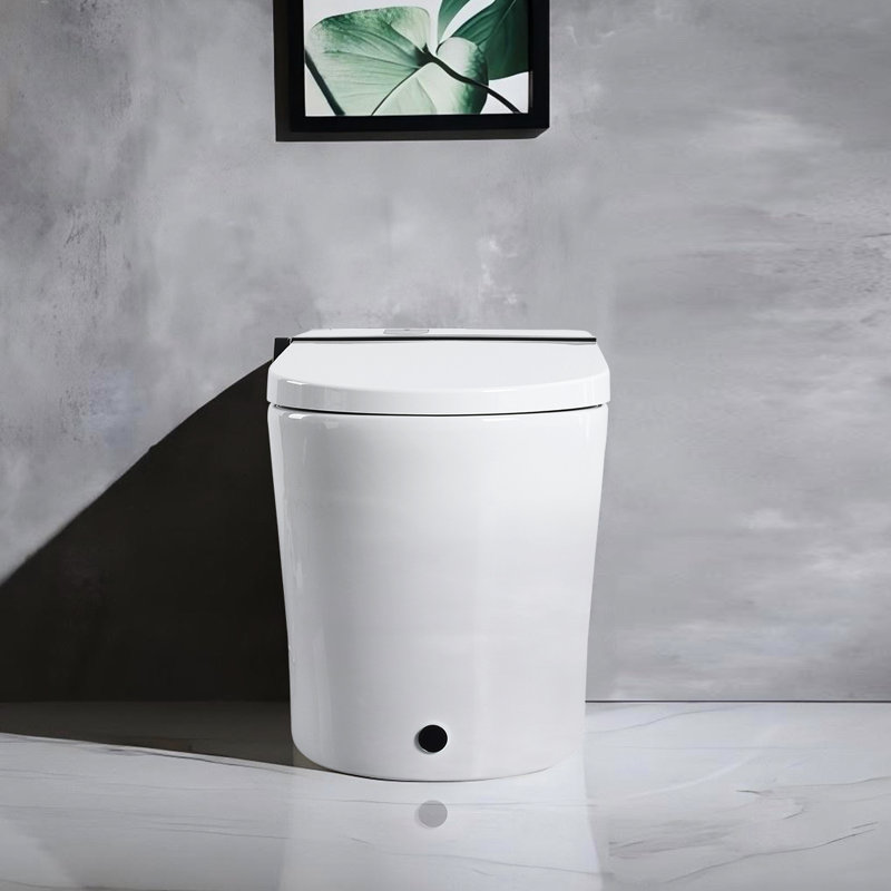 Modern Bathroom Smart Toilet In White Ceramic With Auto Open/Close Cover, Multiple Wash Modes, Foot Sensor, And Night - 27.41 Depth, 16.44 Width, 18.24 Height, 84.34 Lb Weight Built Bidet Seat, Led