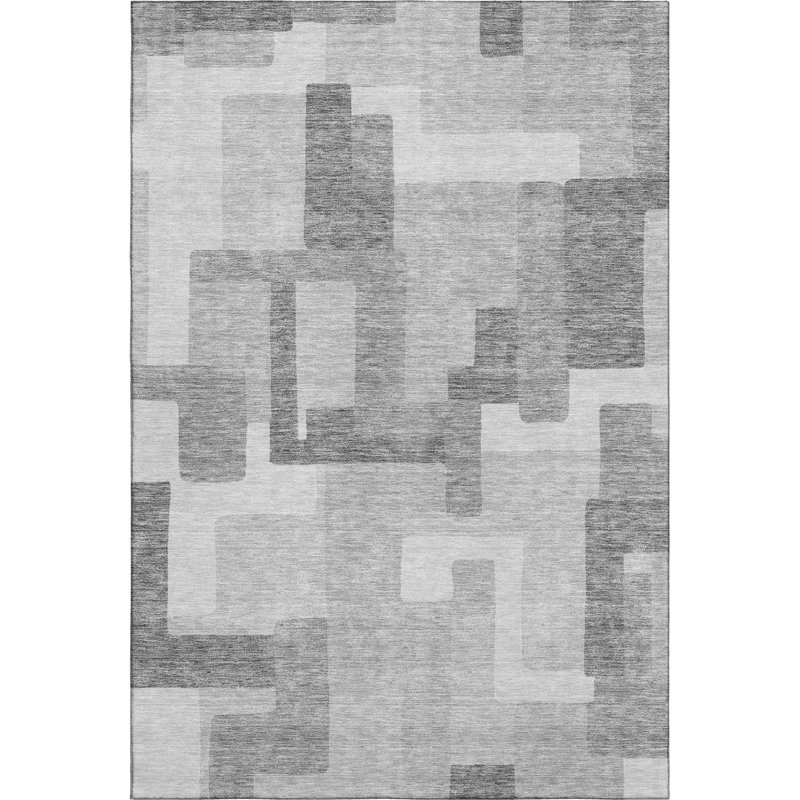 Premium Machine Washable Tweedy Silver Rug, Rectangle 10' x 14'