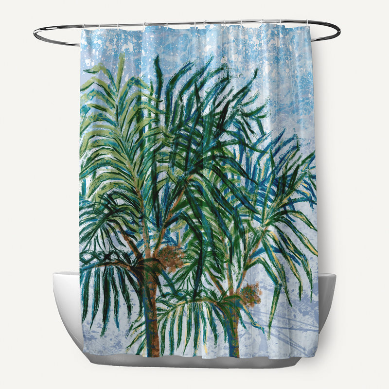 Rideau de douche simple Widger Palms, Bleu pâle