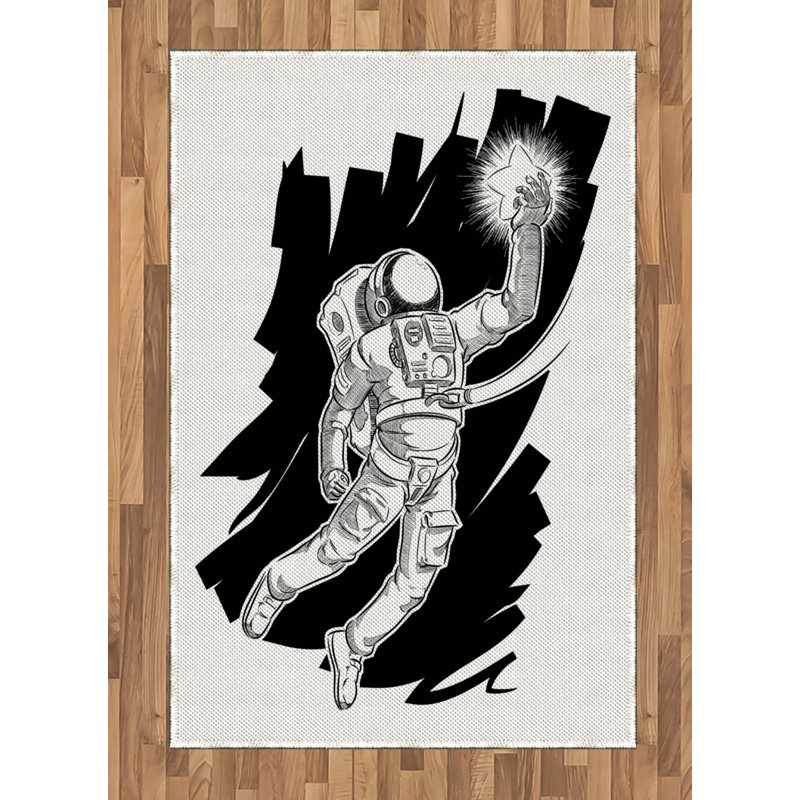 Astronaut High Density Long Fiber Poly Threads Decorative Area Rug Carpet, Rectangle 4' x 5'8"