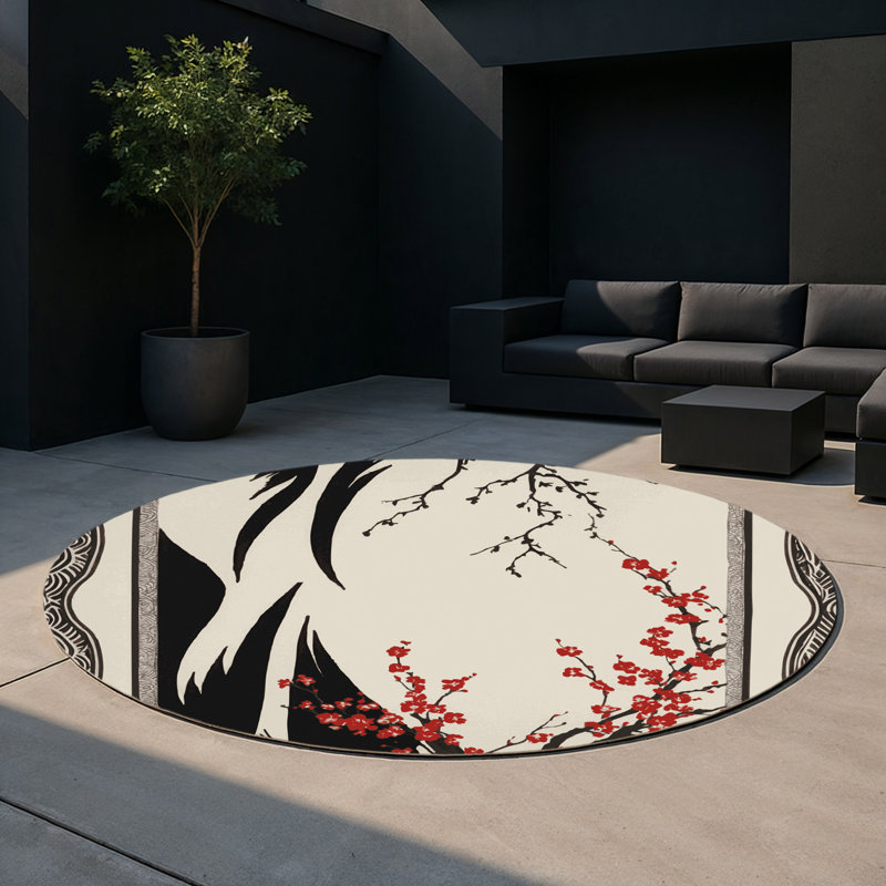 Branching Serenity Indoor And Outdoor Area Rug, Round 5'
