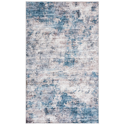 Tapis en polyester tissé à la machine abstrait bleu / blanc / gris Suntia