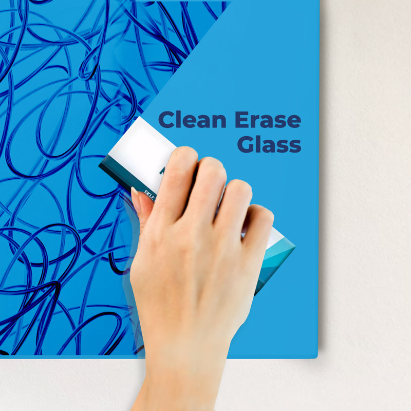 Tableau magnétique mural en verre Bojorquez, Bleu, 48 po x 72 po