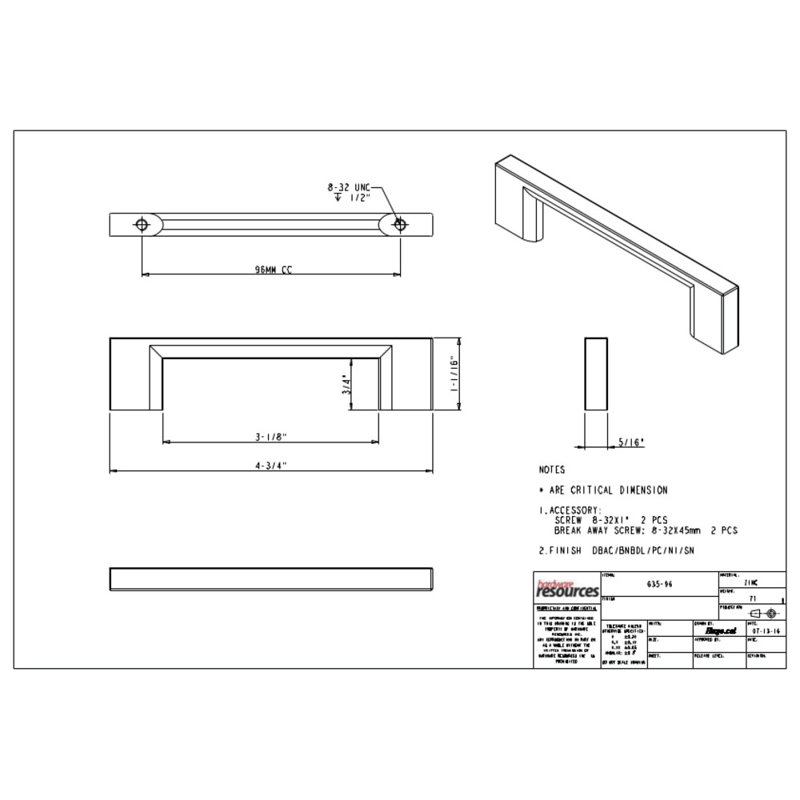 Sutton Bar Pull, Satin Nickel, 6 5/16"