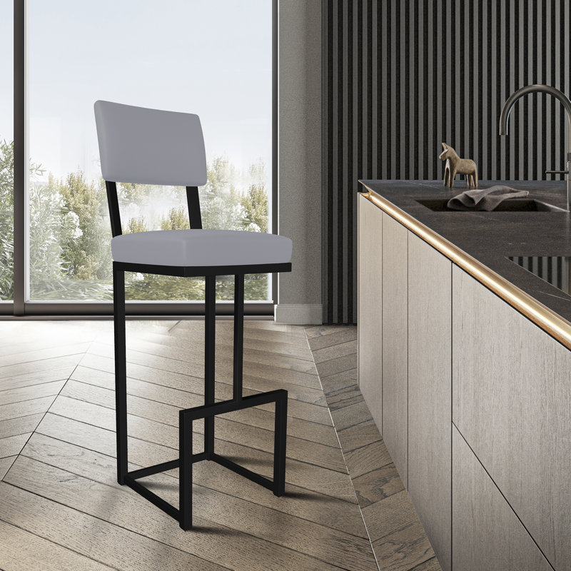 Tabouret de bar Adele Lawton au fini peint à la main, Onyx sable, Acier, Tabouret de comptoir (assise de 26 po de hauteur)