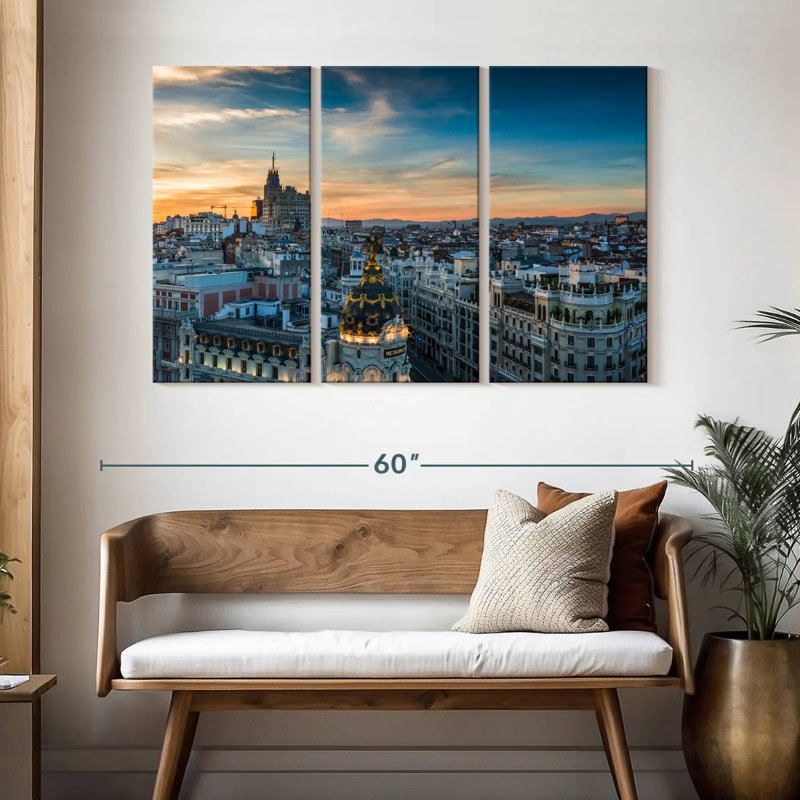 Horizon de Madrid au crépuscule, H 32 po x l 50 po
