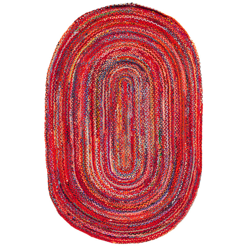 Tapis géométrique en coton tissé à la main Heil, Ovale 4 pi x 6 pi