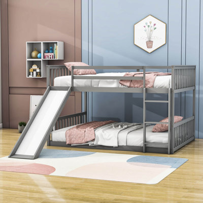 Full Over Full Wooden Standard Bunk Bed With Slide by Harriet Bee