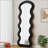 Flannel Full Length Wavy Floor Mirror For Bedroom And Living Room, Hanging Or Freestanding With Durable Wooden Frame-1468081834