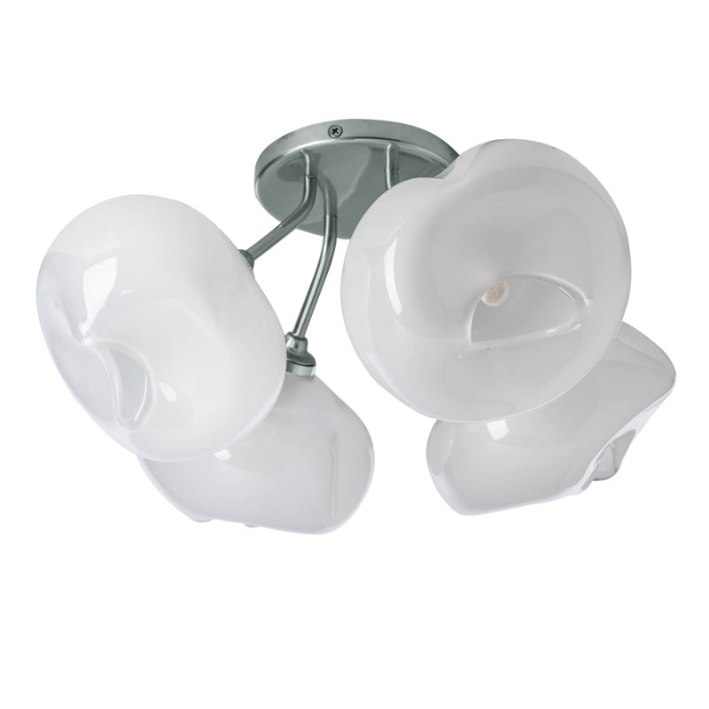 Ume Frosted Glass 4-Light Semi Flush Mount, Vintage Platinum