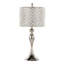 Lampe de table en métal, 12 po x 12 po x 27,25 po, cristal, ensemble de 2, argent, accents de cristal, interrupteur à 3 voies