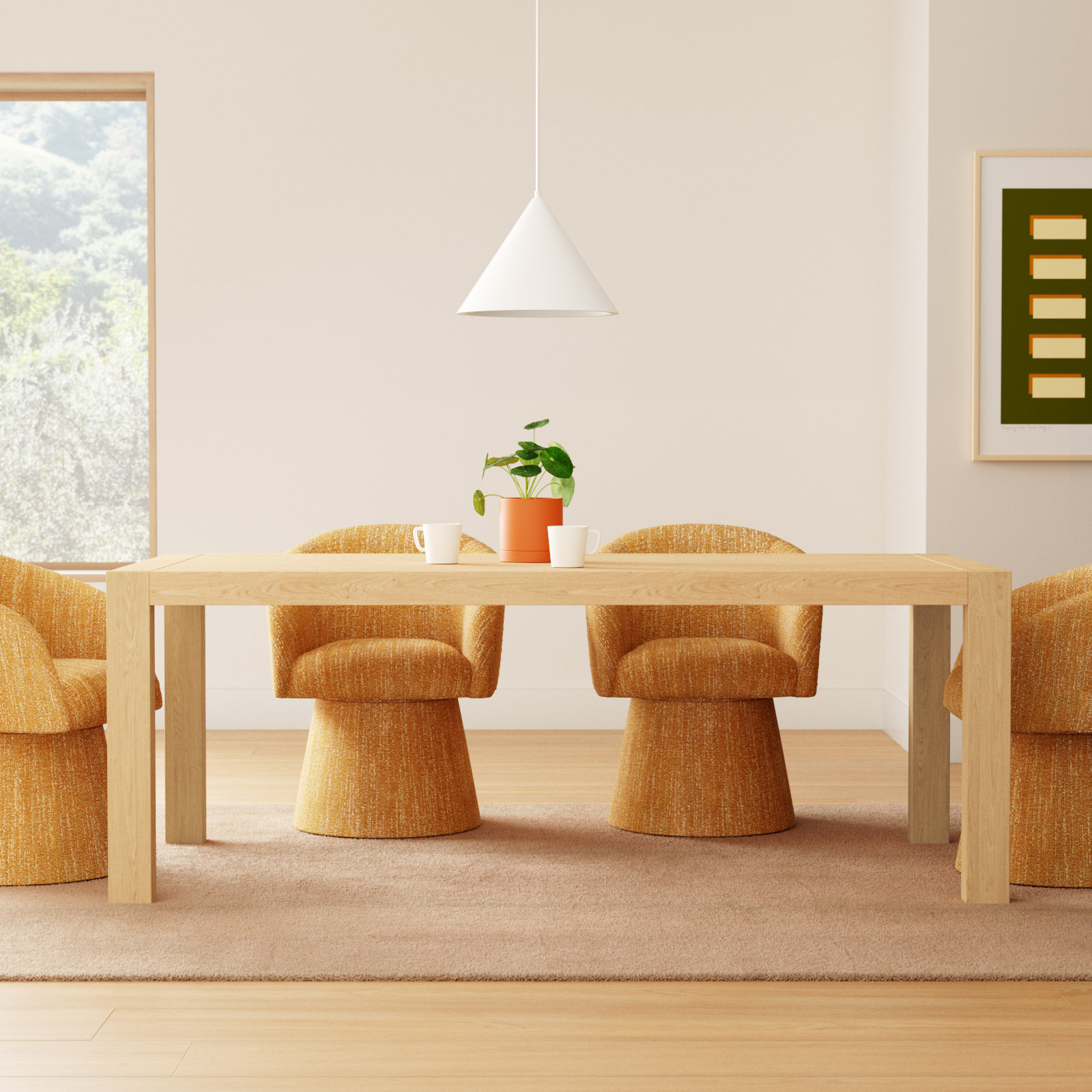 Block 84" Oak Dining Table, Natural