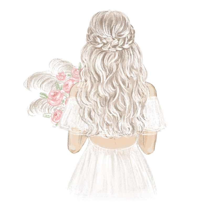 Boho Bride Hand Drawn Illustration. by Maddy_Z - Wrapped Canvas Print, 122cm H x 122cm W
