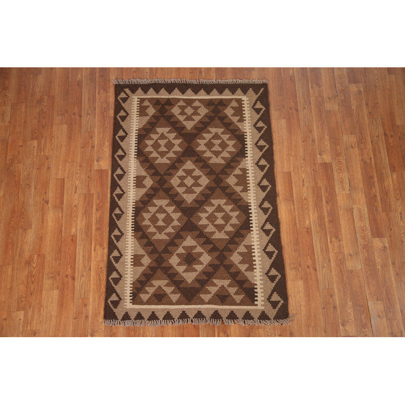 Geometric Kilim Reversible Wool Rug 3x5
