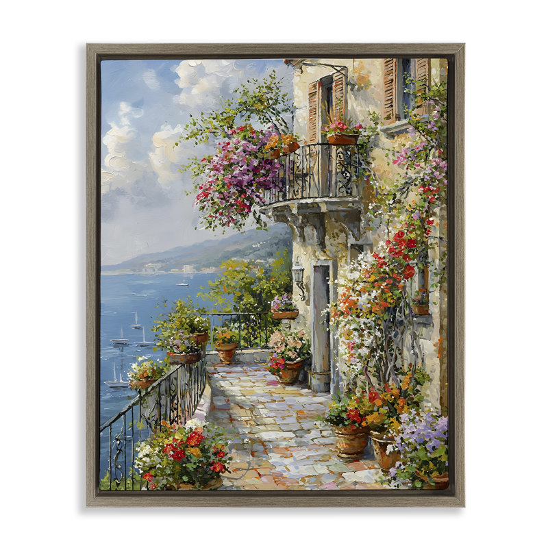 Cadre flottant bord de mer botanique, design par Franklyn Gregory, Cadre flottant orme Montalcino, H 31 po x l 25 po