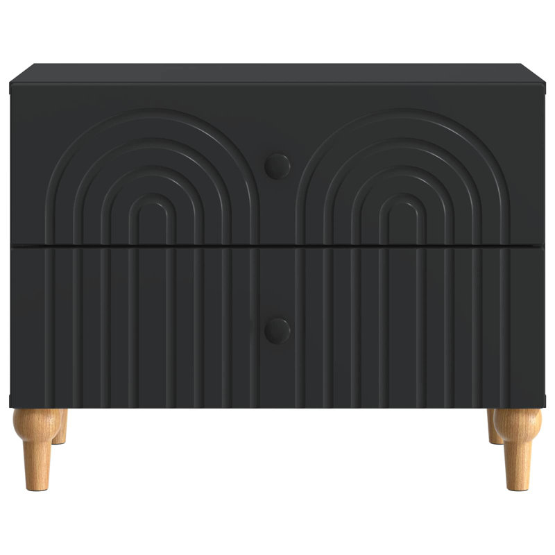 62cm W Manufactured Wood Bedside Table, Black