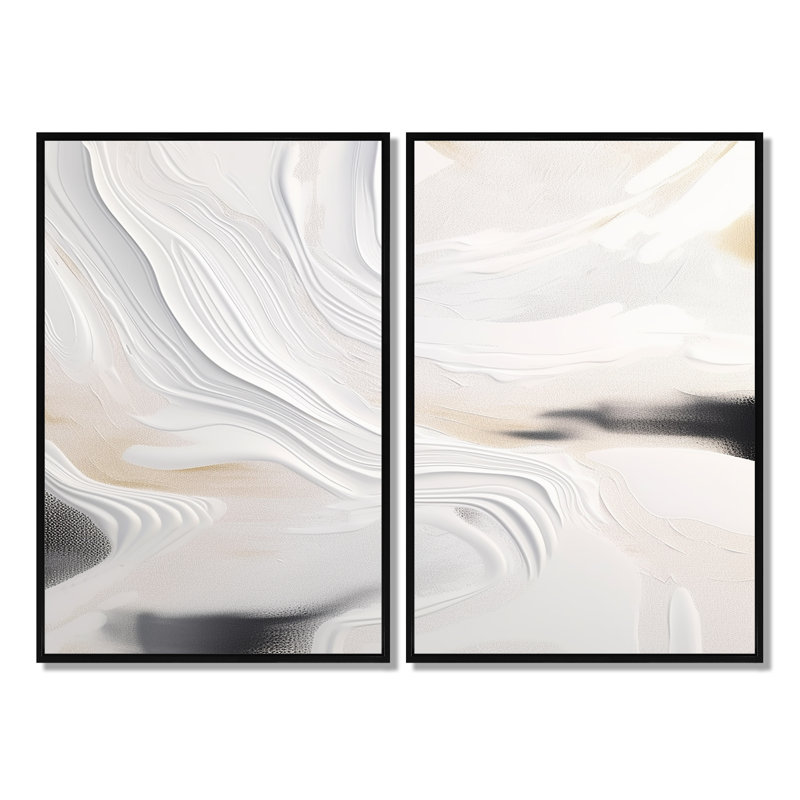 Chevere - art abstrait sur toile marbrée, Noir, H 36 po x l 48 po, Reproduction encadrée sans passe-partout