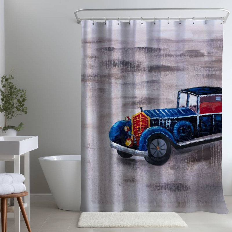 Shower Curtain TR17 – Polyester Shower Curtain, Dye Sublimation Print, 71" W × 74" L, Multicolor Light Purple