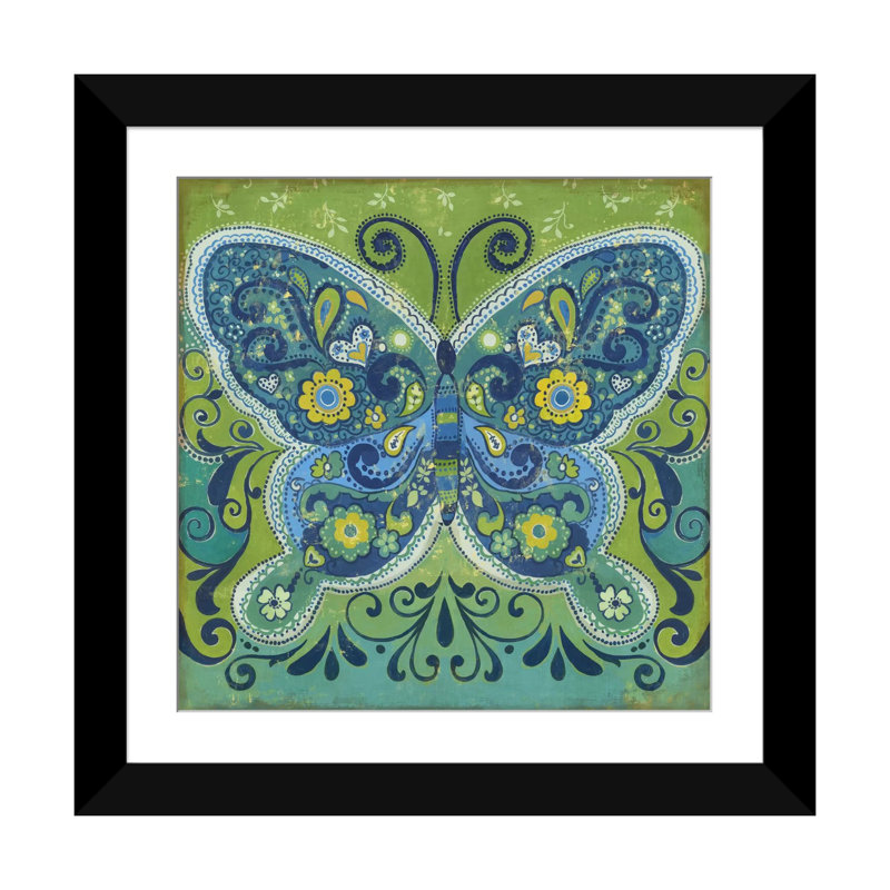 « papillon mosaïque », impression sur toile, H 16 po x l 16 po x P 1 po, Papier d'art encadré noir, Blanc