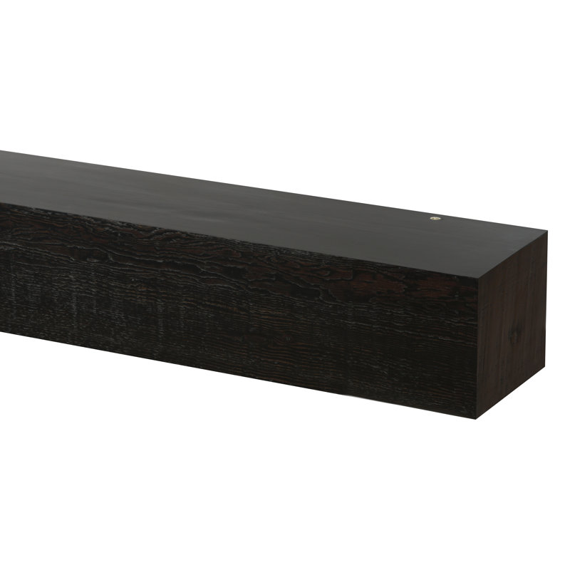 Beam Wood Fireplace Mantel Shelf, 60", Midnight Black