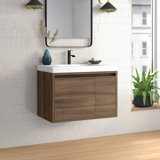 30.5" Wall-Mounted Single Bathroom Vanity With Cultured Marble Top