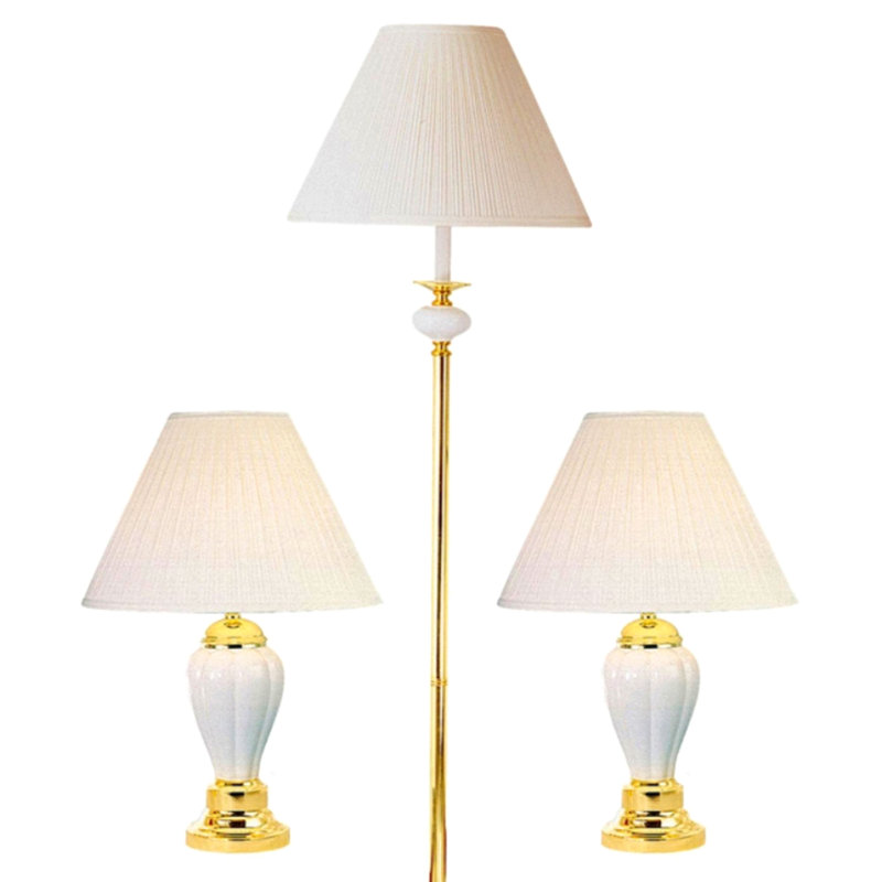 Ensemble de lampes en céramique 3 pièces, lampes sur pied et de table