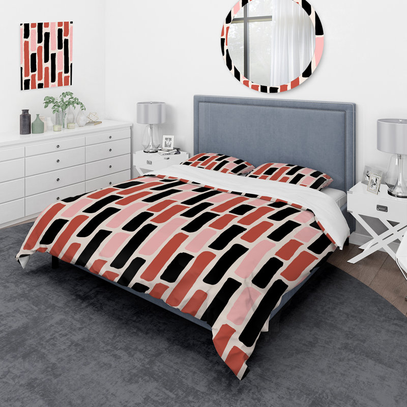 Polyester Geometric Shapes Duvet Cover, King Duvet Cover + 2 King Shams