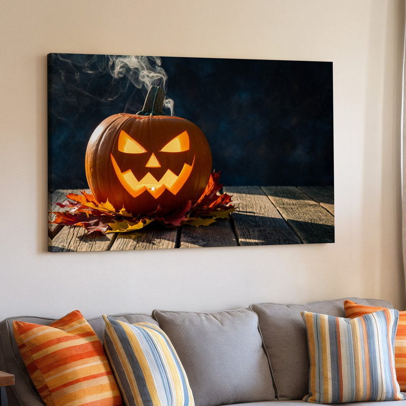 Toile «Jack O Lantern» avec art espiègle et subtilement sculpté, H 30 po x l 30 po