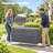 100-Gallon Outdoor Deck Box with Hydraulic Hinged Lid, 310 lb Bench Capacity, Lockable Design and Reinforced Polypropylene, Gray-138206727