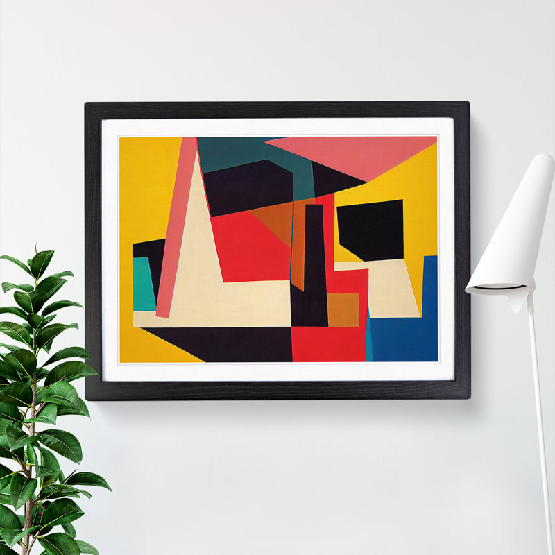 XH1022-8672X Suprematism Abstract Art Vol.3 - Single Picture Frame Print, 46cm H x 64cm W x 2cm D, Black