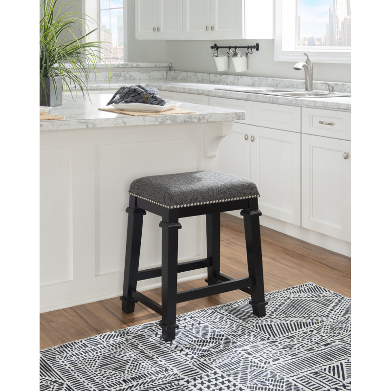 Tabouret de comptoir Goza, Tabouret de comptoir (assise de 25 po de hauteur), Gris / structure noire