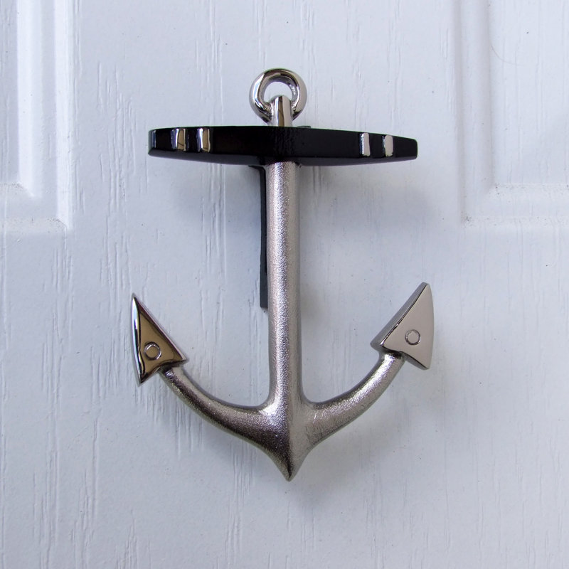 Anchor Door Knocker, 5"H x 3.75"W x 1.25"D, Nickel Silver