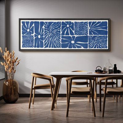 Abstract Botanical " Indigo Impressions Bold Blue Abstract Floral Rustic Retro Art Decor Extra Large Artwork Pictures "