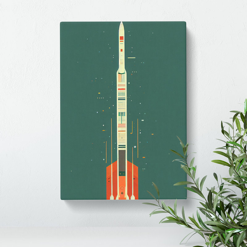 Artistic Spaceship Rocket No.1 - Wrapped Canvas, 50cm H x 35cm W x 3cm D