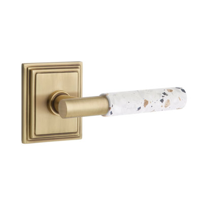 Emtek Select Privacy Interior Mortise w/ Wilshire Rosette & T-Bar Stem, Light Terrazzo Lever