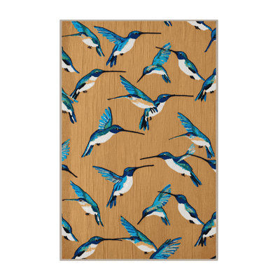 Washable Hummingbirds Hawaiian Area Rug