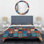 Multicolore denim patchwork - ensemble de housse de couette abstrait - microfibre de polyester-1541303301