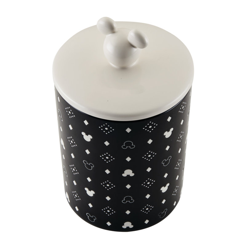 Black Geometric Ceramic Canister with Lid, 7 Cup