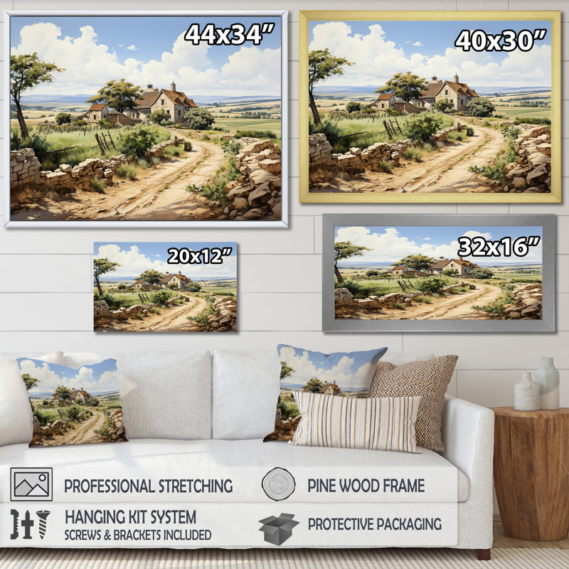 «Vineyard Scenery Landscape Beauty V», reproduction sur toile, Cadre flottant blanc, H 30 po x l 40 po x P 1,5 po