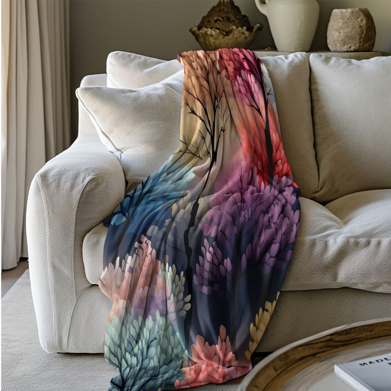 Vibrant Trees - 1 pièce Sherpa Premium, L 80 po x l 60 po