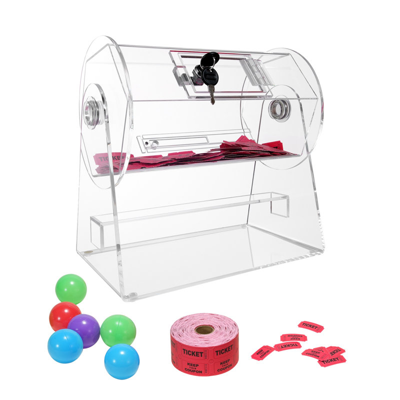 Tambour de tombola en acrylique de qualité supérieure - Cage de loterie professionnelle transparente avec serrure et clés pour le bingo, les tombolas et les jeux de société