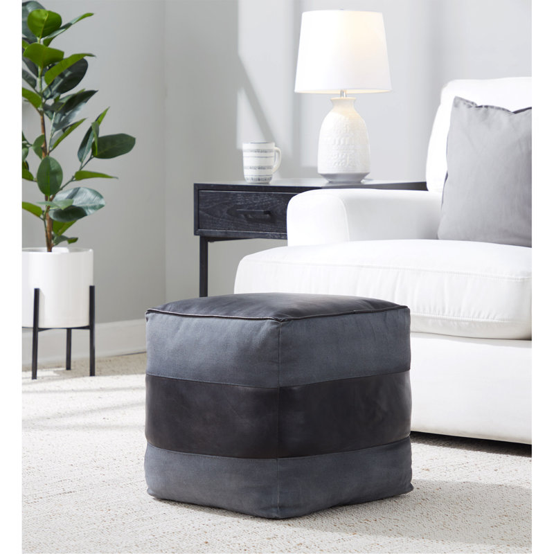 Toile en cuir noir et toile grise, Gris