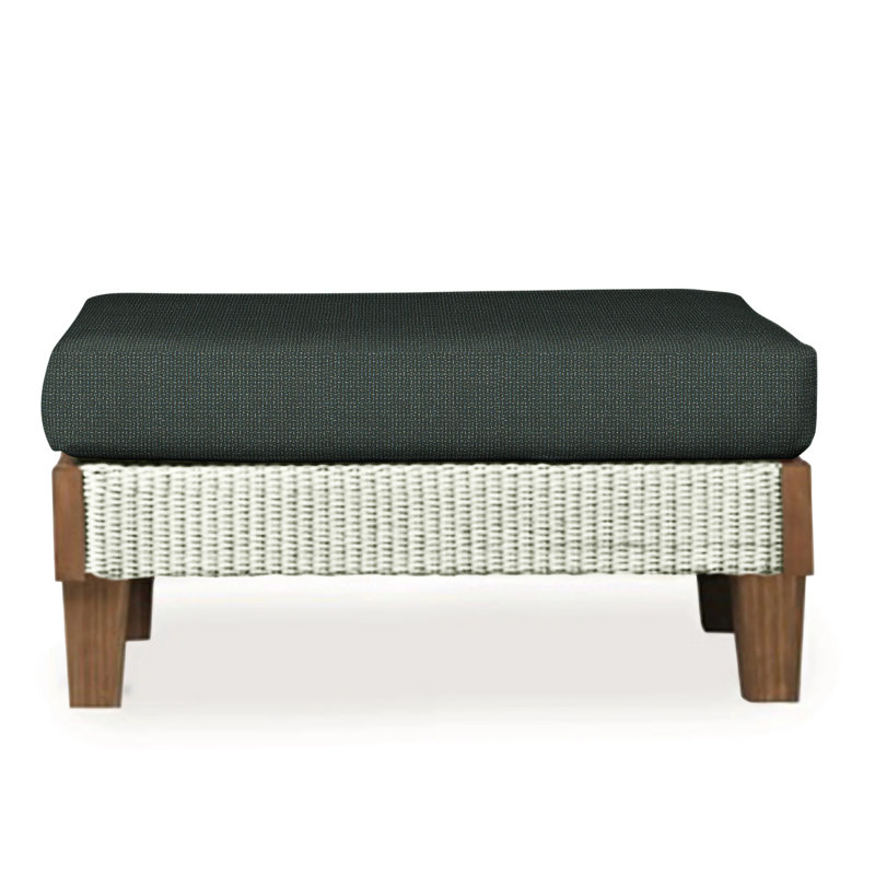 Catalina Outdoor Ottoman, Decorline Navy, Ivory