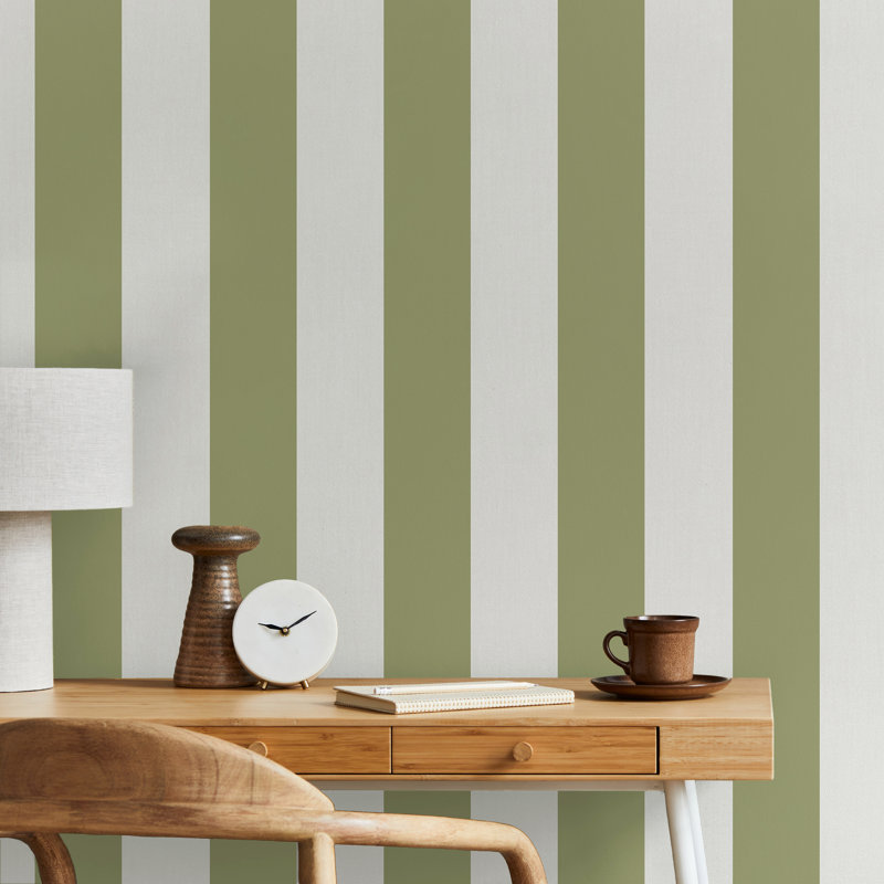 Reyr 10.5m x 53cm Textured Non-Pasted Wallpaper Roll, Green