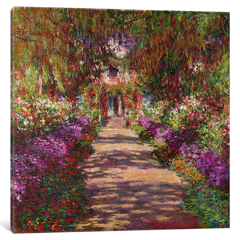 «A Pathway in Monet's Garden, Giverny 1902» par Claude Monet, reproduction d'art sur toile tendue, Toile tendue, Sans cadre