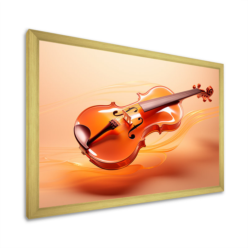«Vibrant Violin Auburn Elegance IV», reproduction sur toile, Cadre doré simple, H 24 po x l 32 po x P 1 po
