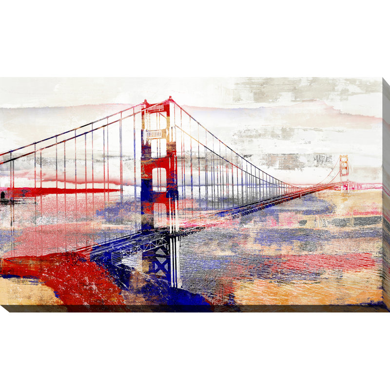Golden Gate Bridge III - Graphic Art on Canvas, 24" H x 40" W