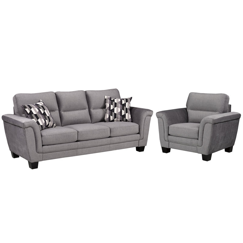 Beeston Fabric Sofa & Chair Set, Gray, Gray