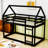 Twin Over Twin  Wooden House Bunk Bed With Ladder-1950376659